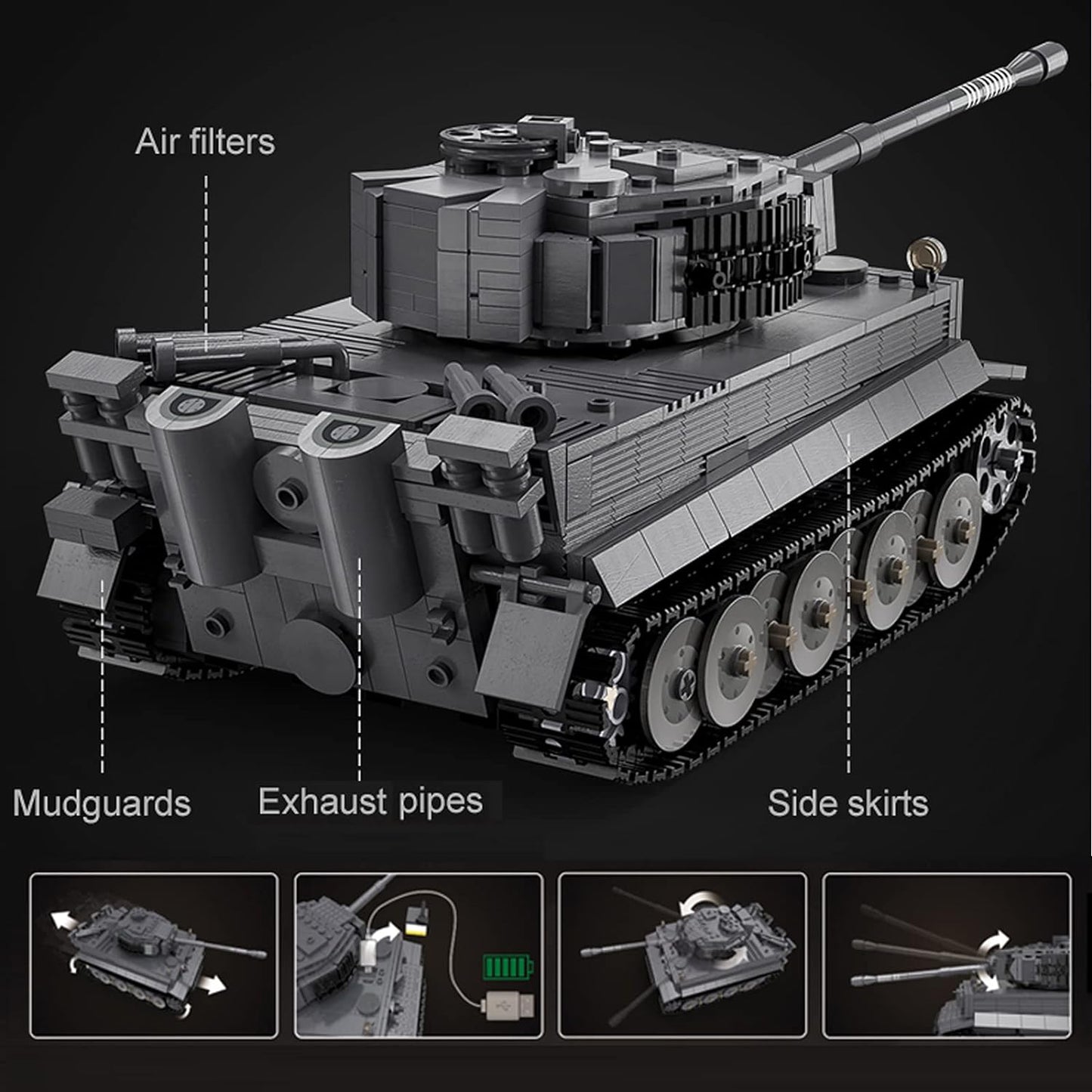 Remote control tank building block toys