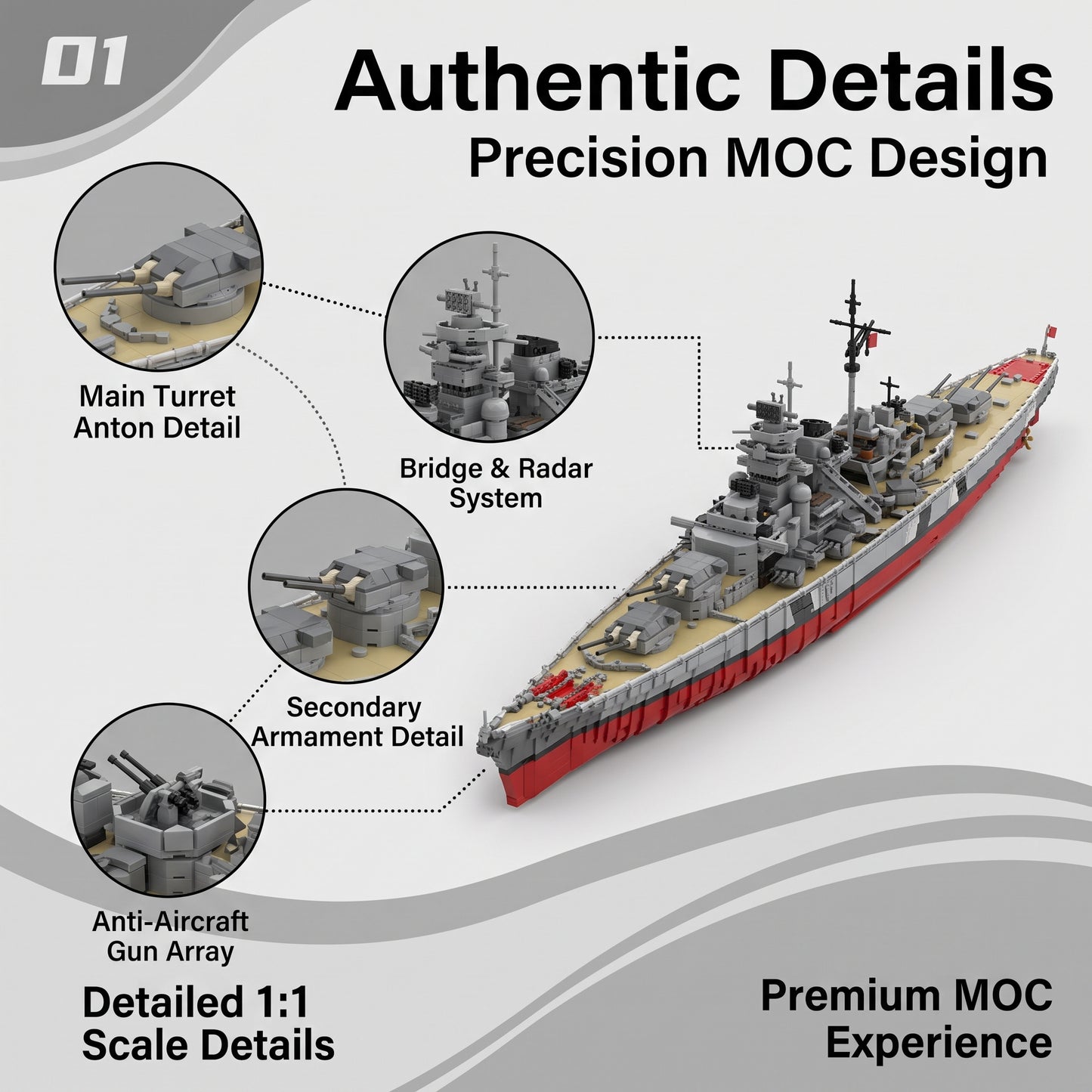 1/200 Bismarck Battleship Building Set
