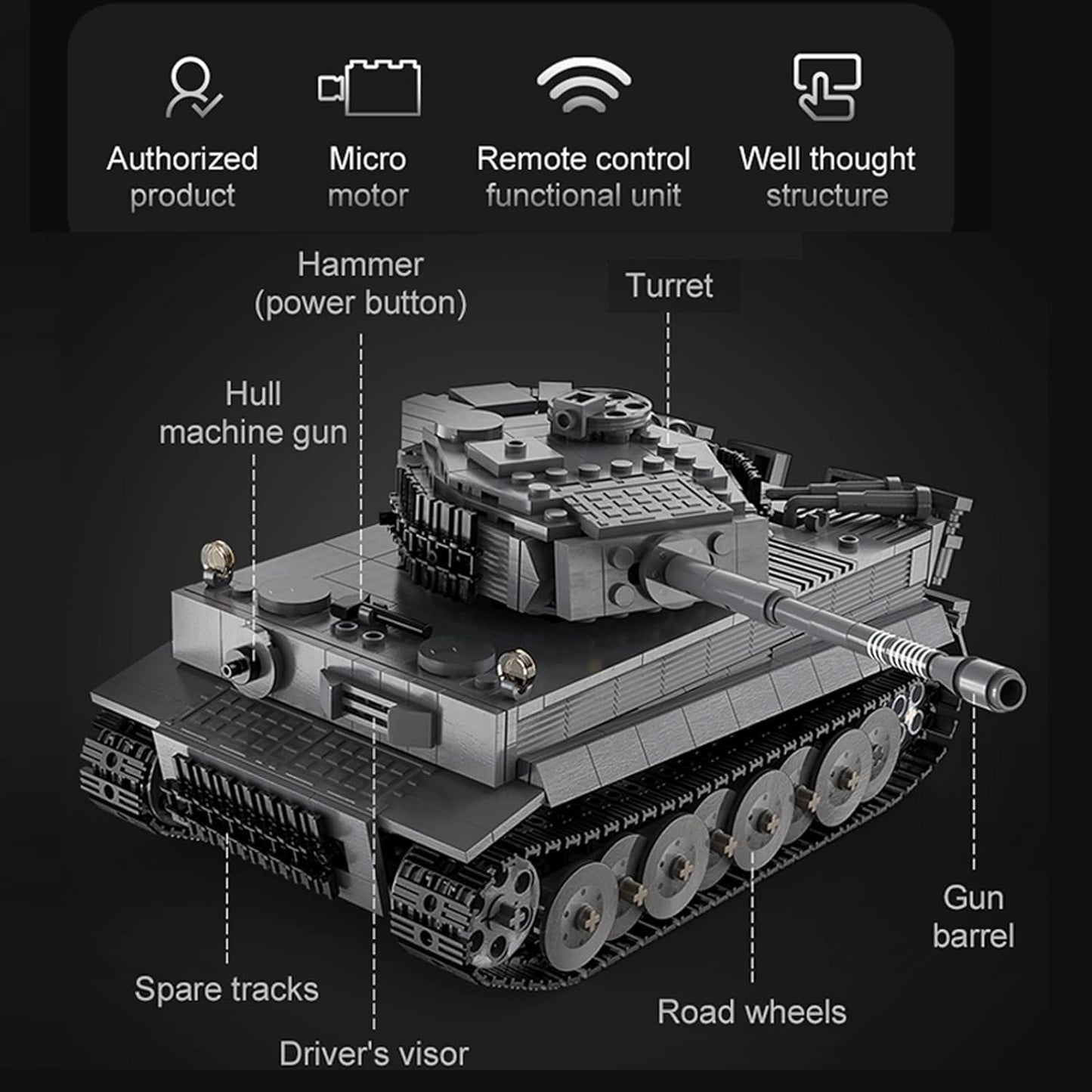 Remote control tank building block toys