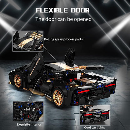 Adult advanced building blocks Black Gold Sports Car