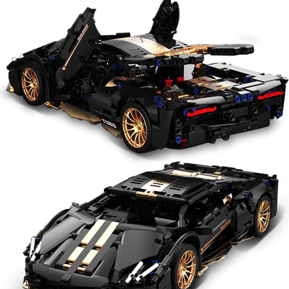 Adult advanced building blocks Black Gold Sports Car