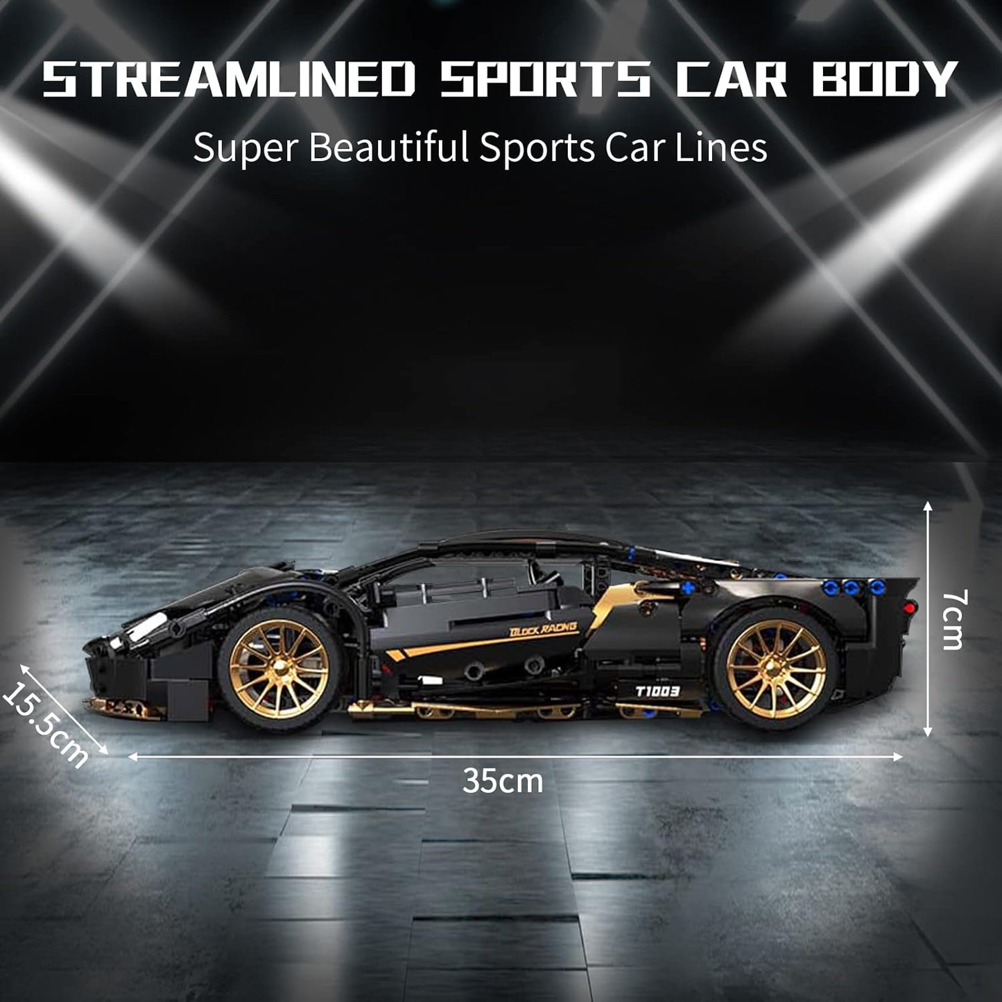 Adult advanced building blocks Black Gold Sports Car