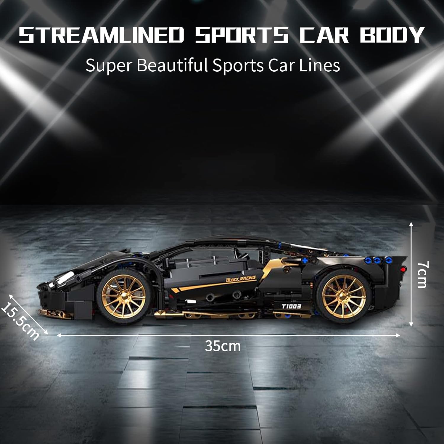 Adult advanced building blocks Black Gold Sports Car – Wtytoy