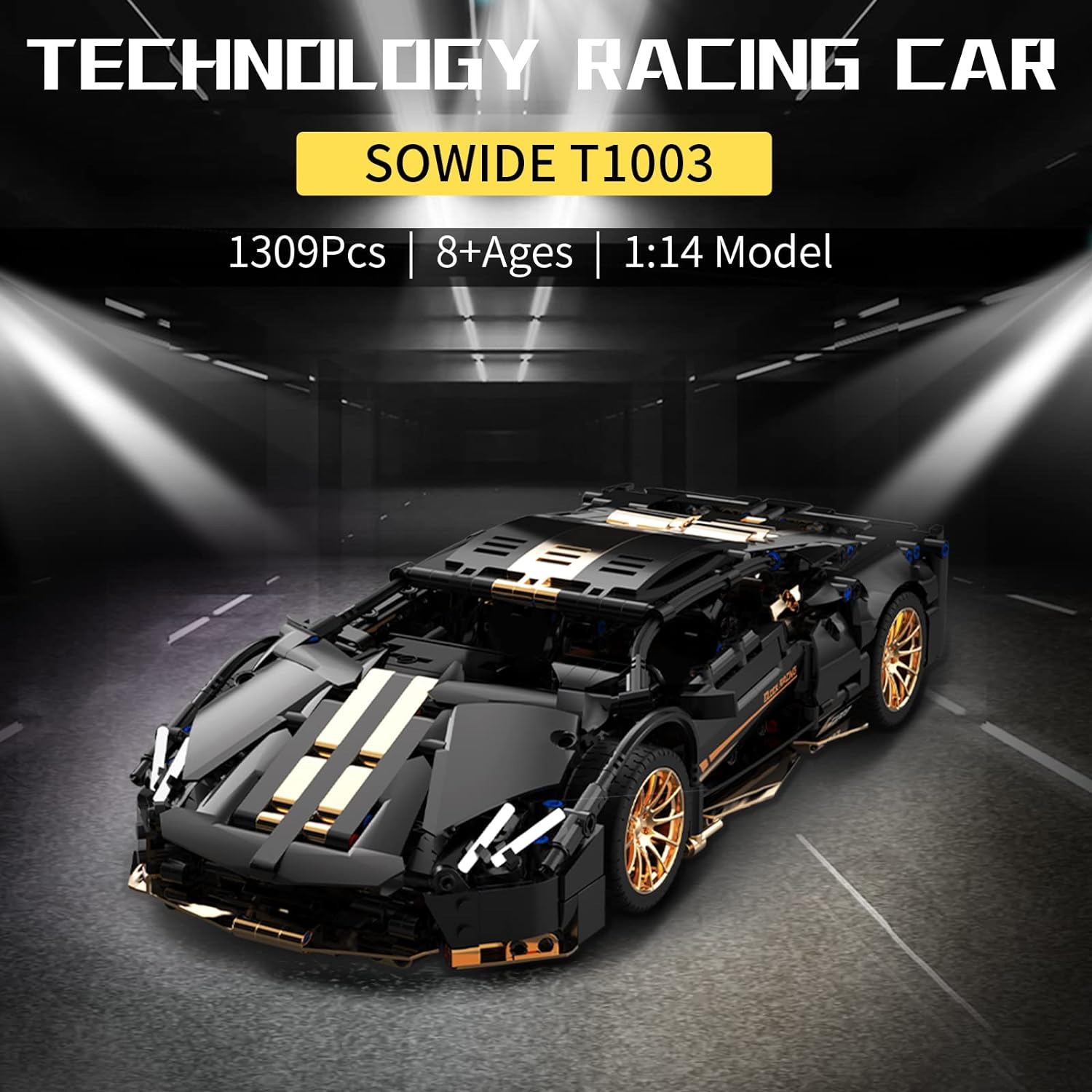 Adult advanced building blocks Black Gold Sports Car – Wtytoy