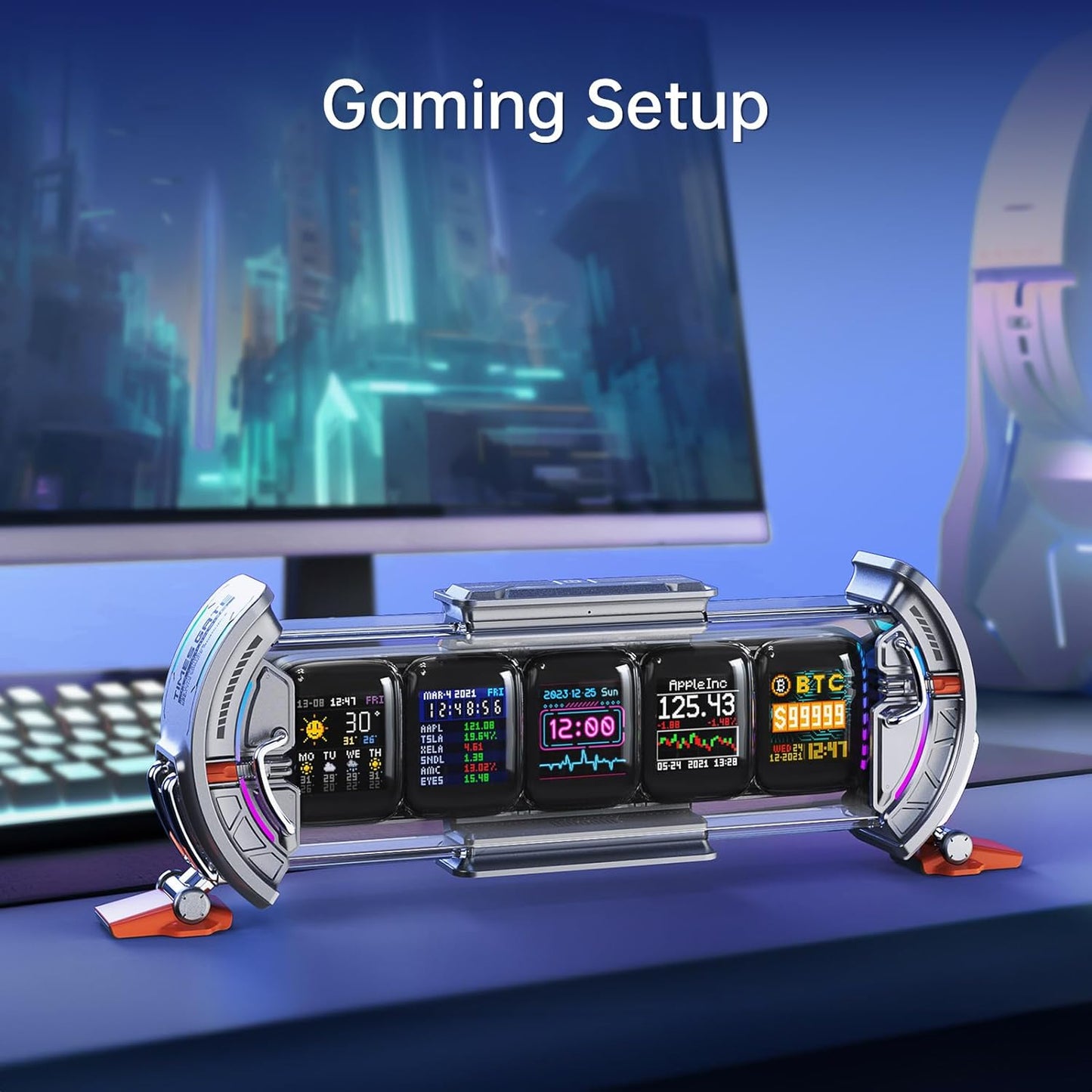 Digital clock- Cyberpunk Gaming Setup Digital Clock with Smart APP Control